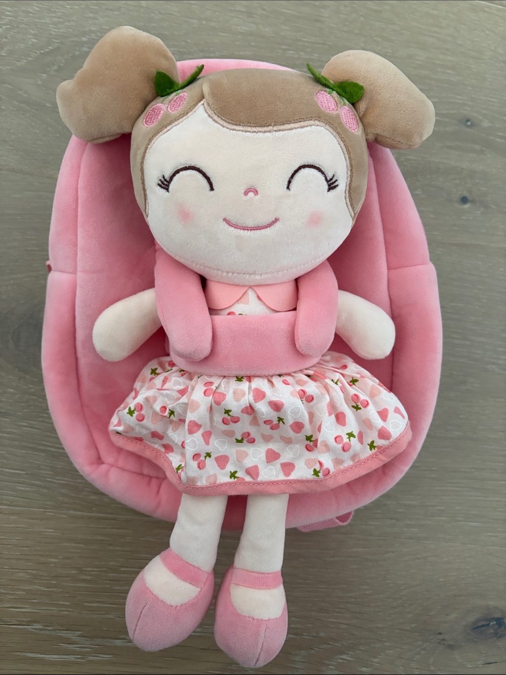 Pink Plush Doll with Strawberry Dress - Backpack